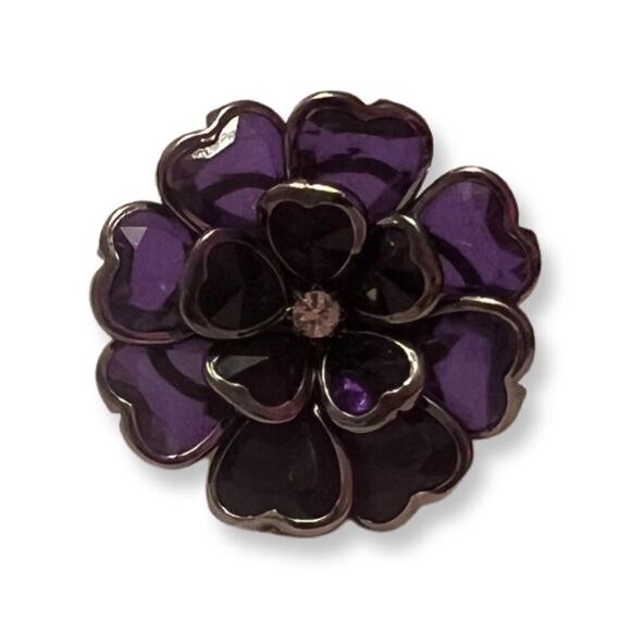 🤯5/$20🤯 NWOT Heart Shape Purple Flower Adjustable Ring - Picture 1 of 2
